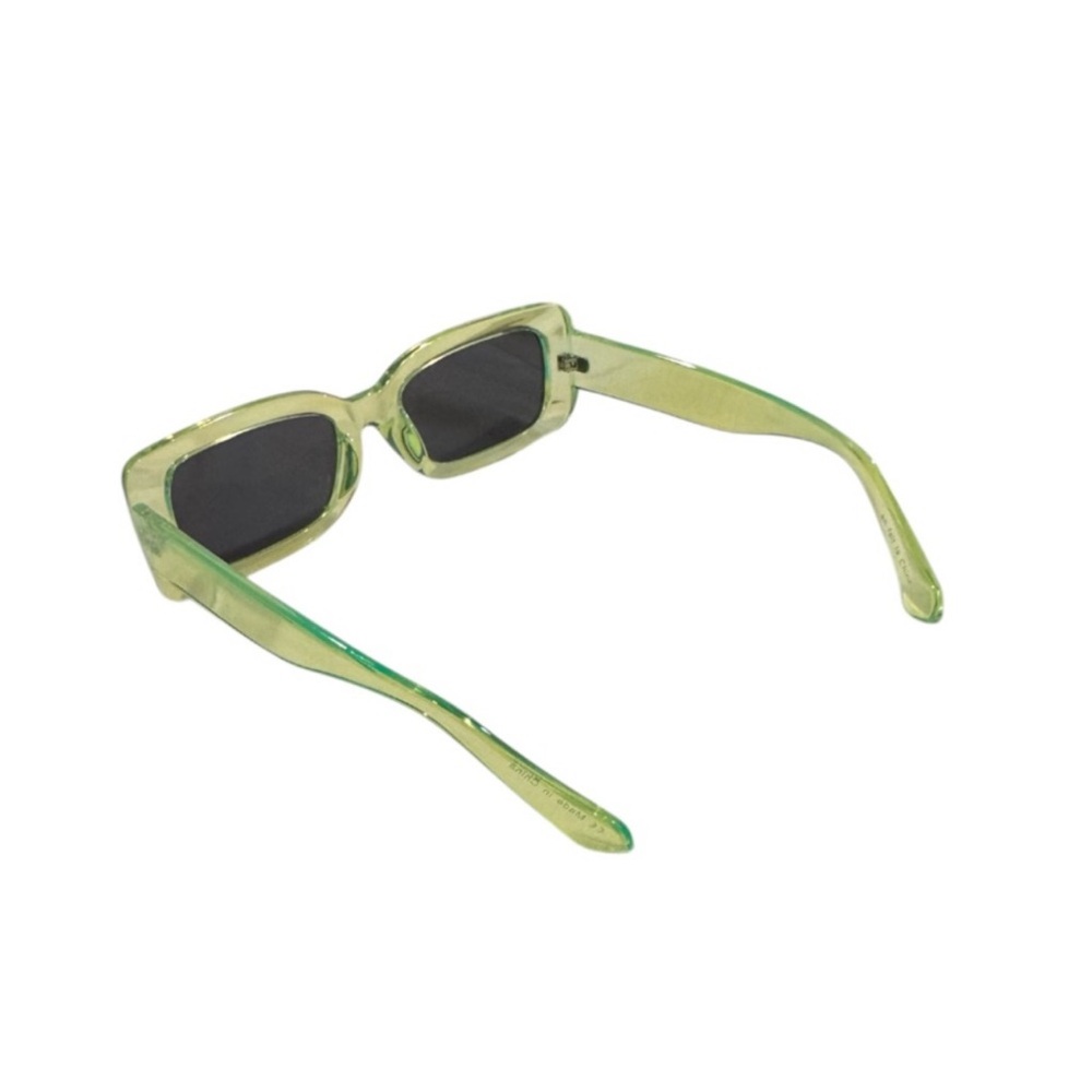 Translucent Lime Rectangular Sunglasses - Picture 7 of 9